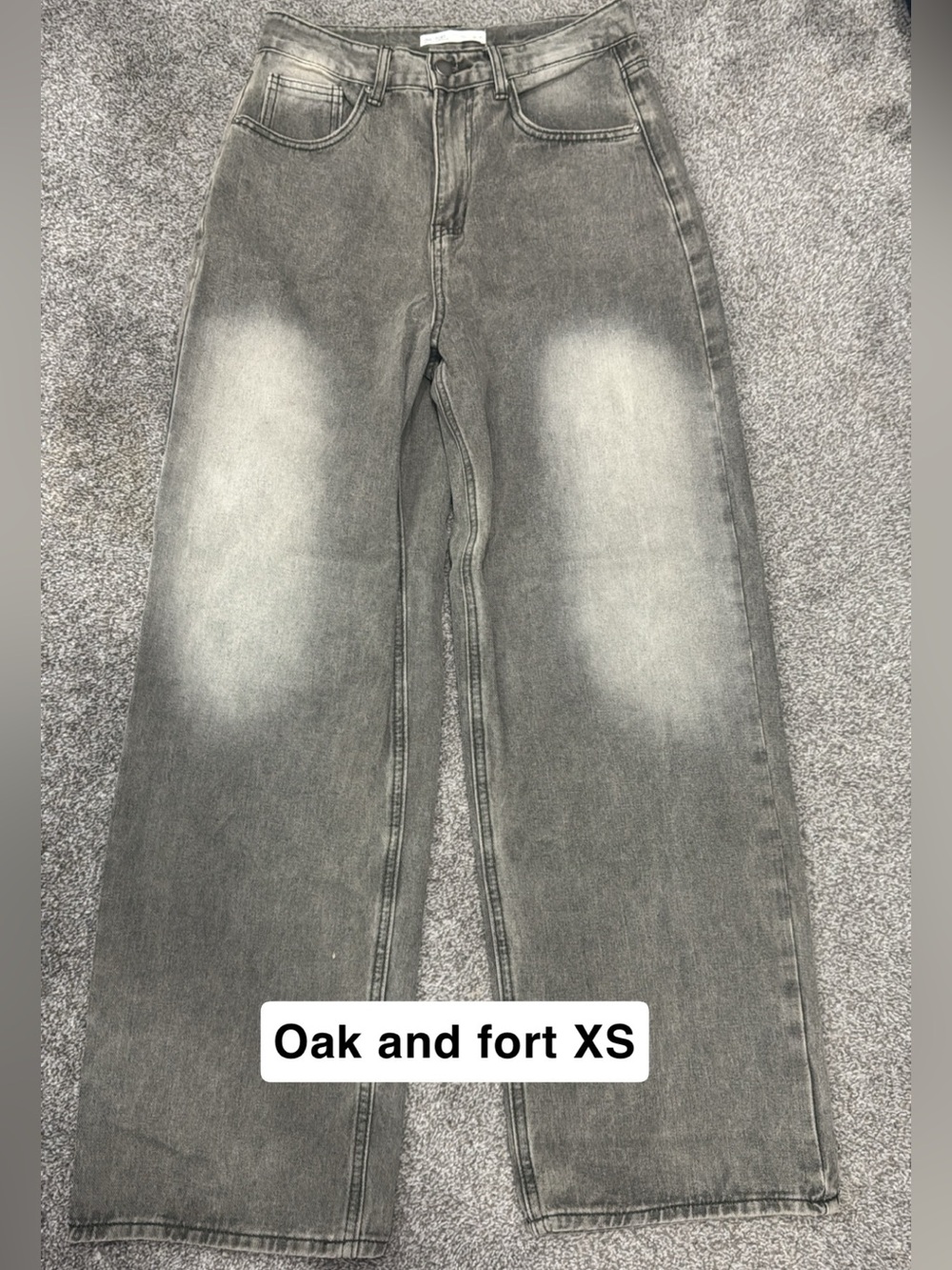 OAK + FORT Women's Washed Gray Straight Jeans